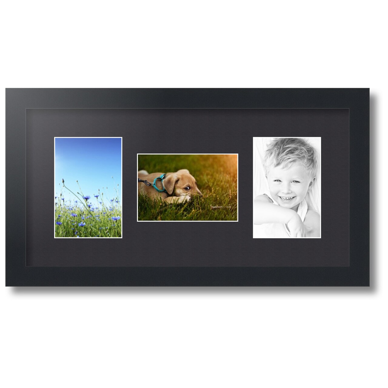 ArtToFrames Collage Photo Picture Frame with 3 - 4x6 inch Openings, Framed in Black with Over 62 Mat Color Options and Regular Glass (CSM-3926-113)